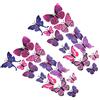 Shiwaki 24pcs Simulazione 3D Farfalla Tridimensionale Magnete Adesivo da Parete Decorazione Frigorifero Adesivo Decorazione della casa (Viola)