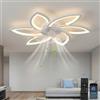 YuYe Ventilatore da soffitto con luce, moderno, con luce LED dimmerabile, ventilatore e telecomando, controllabile tramite app, silenzioso, design creativo a forma di fiore in acrilico per camera (78CM)
