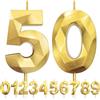LFWZRY 50° Candele di compleanno, Compleanno Candele Torta Oro, Candela numero 50, 3D Candele con numeri da 5cm, Compleanno Torta Topper Decorazione per Feste di Compleanno Matrimonio Anniversario