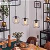 HOFSTEIN Lampadario a sospensione Lauden, 3 luci, in metallo/vetro, nero/trasparente, moderna lampada a sospensione in design retrò/vintage, diametro paralumi 20 cm, E27, sala da pranzo, cucina