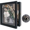 GraduatePro Cornice 3D 20x20 Profonda con vetro per Oggetti in Legno da Parete Tavolo Nero Regalo Decorativo