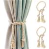 Bull Tiger Prestige 2 Pezzi Fermatende per Tende, Fermatenda in Cotone, Tende Clip per Tende Corda de Cotone Intrecciato a Mano, Fermatenda da Esterno Raccogli Tenda per Interni ed Esterni Tenda Decorazione (Beige)