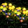 FWLWTWSS Luci solari da giardino all'aperto - Confezione da 2 luci solari da giardino a energia solare, impermeabili, con 21 piccoli fiori di rododendro, ornamenti da giardino per esterni (giallo)