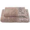 Caleffi Alviero Martini 1ª Classe Set Asciugamani Viso Ospite Geo Country, Tortora. | Delicato sulla pelle