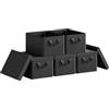 WOLTU Scatola Portaoggetti, Set di 1 Contenitori per Armadio, Scatola con Coperchio Rimovibile, Organizer con Maniglie Pieghevole, in Tessuto, Nero, 48x29x20 cm