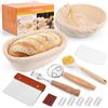 Gaethra Cestino da Lievitazione per Pane, Cestino per Pane in Vimine Naturale Rotondo e Ovale con Raschietto per Impasto, Set di Cestini per Pane Adatto a Principianti e Professionisti