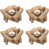 Generic Portacandele rustico in legno con tazza di vetro, votivo in legno alla deriva, per centrotavola e decorazioni per la casa