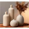 VASETOPIA Vasi in Ceramica, Set di 4 Vaso Beige Domestica Decorativo per Camera da Letto, Soggiorno (06 Beige)