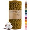 goldmariechen Olive (oliva) Corda macramè premium 3 mm x 100 m, 100% cotone, filo di cotone per fai da te, decorazione murale, acchiappasogni e artigianato