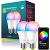 Oumida Lampadine LED Alexa Inteligente WiFi, E27, Dimmerabile Lampadina Smart 9W 1000ML (Equivalente 60 W), RGB & 2700K-6500K bianco freddo caldo, compatibile con Alexa/Google Home (2PCS)
