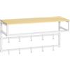 eSituro Appendiabiti da Parete con Mensola, Attaccapanni da Muro con 10 Ganci, Portachiavi da Parete, Appendi Cappelli, per Ingresso, Corridoio, 80x30x41cm, Bianco + Rovere Chiaro