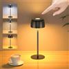 TRUMPETS Lampada da Tavolo Senza Fili Metallo, H:25cm Lampada da Comodino Ricaricabile USB-C, 3 Temperature Colore, Lampada da Scrivania IP54 Impermeabile per Ristorante, Camera da Letto，Nero：1 pz.