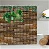 Generic 3D Tende Doccia Muro di Mattoni Tendina da Doccia Antimuffa Piante Verdi Impermeabile Lavabile Grande Tessuto Poliestere Tende per Vasca da Bagno 240x200 con 12 Ganci f-3290
