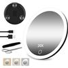 Junyaoxuan Specchio ingranditore 20X con luce, 15,2 cm, grande specchio ingranditore per trucco con 3 colori dimmerabili, portatile LED ingrandito con 3 ventose, nero