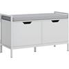 HOMCOM Panca Scarpiera a 2 Armadietti da Ingresso 84x35x50 cm Bianco