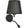 B·LED BARCELONA LED BARCELONA LED Applique da Parete Nera con Paralume in Tessuto e Luce Lettura LED Flessibile 3W Doppia Luce Doppio Interruttore Stile Moderno Vintage Industriale Lampada Camera Letto Bagno Interno