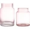 KAYLETIN Set di 2 grandi vasi in vetro rosa, vasi da fiori alti a bocca larga, vasi decorativi in vetro colorato per bouquet, casa, soggiorno, decorazione per matrimoni