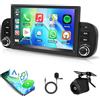 Motorsi Android Auto Autoradio para Fiat Panda 2013-2020 con Inalámbrica Carplay, 2GB+64GB Bluetooth Car Stereo con GPS Navegación WiFi RDS/FM Radio SWC Canbus + Telecamera Posteriore