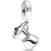 PANDORA Moka pot sterling silver dangle with clear cubic zirconia and black enamel