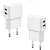 Dewlawn 2 Pezzi Doppia Porta USB Caricabatterie con Presa 5V 2.0A 2 Porte Carica Dual USB Adattatore Universale per Presa A Parete Telefono Tablet Portatile Orologio Collegato Batteria Esterna Altoparlante