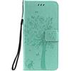 Fatcatparadise Cover Compatibile LG K40S [con Pellicola in Vetro Temperato], Retro Flip Custodia Pelle PU e TPU Silicone con Funzione Supporto Chiusura Magnetica (Verde)