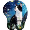 ELLENNE Tappetino Mouse Gel Mousepad Poggiapolso C42-Gatto stellato