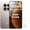 XIAOMI Redmi Note 15 Pro 5G 12GB+512GB Smartphone,MTK Dimensity 7400-Ultra,6.83 AMOLED Display 200MP Fotocamera, Batteria 6580mAh, IP68,Titanio,Con caricatore da 120W