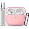 Inesore Compatible with AirPods Pro 1st/2nd Case - Pink | Silicone Protective Case Cover for Apple Air Pod Pro (2019/2022/2023), Unisex Design, with Cleaning Kit