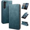 SUANDUCK per Samsung Galaxy S23 Custodia Flip Pelle Magnetica Alta Qualità, Slot Carte Blocco RFID, Supporto Regolabile, Protezione Anticaduta 360°, Compatibile con Samsung S23, Songlin Blu
