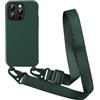 Yichxu Cover per iPhone 16 Pro con Cordino, Custodia Cellulare con Tracolla in Nylon Regolabile, Motivo Cuore Morbid Antiurto Paraurti Bumper Silicone Protettiva Case per iPhone 16 Pro, Verde