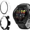 Doxxvai 2 Pezzi Cover per Garmin Forerunner 265 con Vetro Temperato 9H, Pellicola Vetro Integrata Full Protection, Custodia PC Rigido, Touch Sensibile, Anti-Urto & Antigraffio, Nero + Trasparente