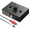 LiNKFOR Commutatore Audio Bidirezionale a Volume Controllato L/R Audio Switch 2(1)-In-1(2)-Out con 1,5m Cavo L/R Commutatore Audio Stereo Bidirezionale R/L per Ampli Cuffie PC Casse Phono