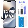 FTDLCD® Schermo di ricambio per iPhone 14 Pro Max da 6,7, display FHD con digitalizzatore touch screen ad alta velocità di aggiornamento e kit di riparazione completo