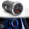 Esselle Parts Caricabatterie Usb Auto 30w Usb-C + Usb-A 3.0 Ricarica Rapida 12v/24v Led Blu