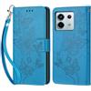KENHONER Custodia per Xiaomi Redmi Note 13 Pro 5G Cover, Blu Farfalla | Portafoglio in Pelle PU Retro, Antiurto Flip, Slot per Schede, Funzione Stand, Chiusura Magnetica