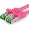 1aTTack.de Cat.7 Cavo di Rete 3 metri - Magenta - 1 Pezzo - Ethernet LAN Cat.7 SFTP Spina RJ45 Cat6a 10 Gbit/s Compatibile con Cat5 Cat6 Cat6a Cat8 per Switch Router Modem Patchpanel