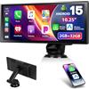 Motorsi 2GB+32GB Carplay Auto Android Wireless, 10,25 Pollici Car Play Schermo per auto, con Bluetooth, GPS Navigazione, Mirror Link, Controllo Vocale, AUX, Trasmettitore FM, Y0uTube/Sp0tify, 7-32V