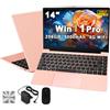 NOTODD PC Portatile Computer Portatile Win11 Notebook 14 Pollici 6GB 256GB SSD Expansion 1TB, Laptop Celeron N4020 fino a 2.8GHz, 5000mAh 5G WiFi BT4.2 Supporto Mouse Wireless & Protezione Tastiera-Oro