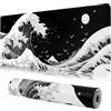 MEWOOCUE Black Gaming Laptop Mouse Pad,Sea Wave Big Mice Pads PC Keyboard Waterproof and Non-Slip 31.5 x 11.8 0.12 Thick XL,XXL Rubber Table Mat, Kanagawa Surfing and Japanese Mouse Pads