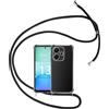 Mosoris Cover con Collana per Xiaomi Redmi 13 / Poco M6 4G Custodia, Trasparente Morbido Silicone Case con Necklace Regolabile Soft TPU Antiscivolo Bumper Custodia con Cordino, Nero