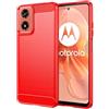 Topme Custodia in Silicone per Motorola Moto E14 / G04S / G04 / G24 / G24 Power (6.5 Inches), [custodia per Telefono in Stile Spazzolato] - Rosso