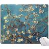 Hokafenle Tappetino per il mouse con stampa di Van Gogh, con fiori di mandorlo e dipinto a olio, quadrato, impermeabile, con base in gomma antiscivolo, per computer portatile da ufficio e casa