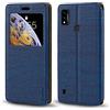 Shantime Custodia in pelle con finestra per ZTE Blade A51 - Blu | 6.1 Elegante cover magnetica invisibile con finestra trasparente, fessura per carte e supporto