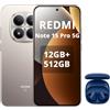 XIAOMI Redmi Note 15 Pro 5G 12GB+512GB Smartphone,MTK Dimensity 7400-Ultra,6.83 AMOLED Display 200MP Fotocamera, Batteria 6580mAh, IP68,Caricatore Non,Titanio,incluso cuffie smart incluse blu