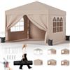 JUMMICO Gazebo 3x3m Pieghevole, Altezza Regolabile, Struttura Stabile, Copertura Esterna Resistente e Impermeabile, con Pareti Laterali, con 4 Sacchi di Sabbia di Peso e Sacca da Trasporto, Beige