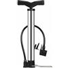 Slyzjdl Pompa per Bicicletta Pompa da Pavimento Gonfiatore Manometro Valvola Universale Acciaio Inox Pressione 160 Psi Doppia Testa per Adatta per Spostamenti, Argento, Corto
