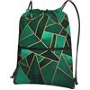 YYHHAOFA Zaino con cerniera e coulisse con stampa geometrica nera e oro - Borsa da viaggio impermeabile con tasca frontale e organizer interno