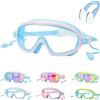 Generic Occhialini da nuoto anti-appannamento con naso e tappi per le orecchie, ampia vista, protezione UV, impermeabili, cinturino regolabile in morbido silicone per giovani nuotatori, 17 cm, confezione da 1