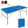 GYMFLEX Tavolo da ping pong pieghevole e portatile, di medie dimensioni, per interni ed esterni, con rete, 2 racchette e 3 palline, 182 x 91 cm, colore: azzurro