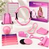 Viwril Kit di attrezzature per pilates 12 in 1, set da donna con anello per pilates, palla, fasce di resistenza, fasce elastiche, dischi scorrevoli, calzini e borsa, kit per pilates a casa da donna